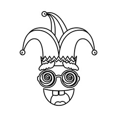 jester hat with glasses and smile fools day icon