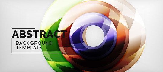 Modern geometric circles abstract background, colorful round shapes with shadow effects