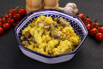 Rice with Chicken hearts