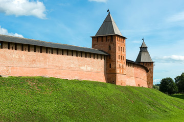 Prince Tower. Walls and towers of the Novgorod Kremlin, Russia