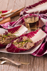 Risotto with red radicchio. 