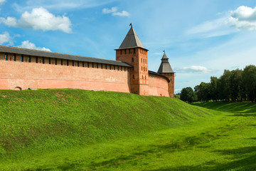 Fototapeta na wymiar Prince Tower. Walls and towers of the Novgorod Kremlin, Russia