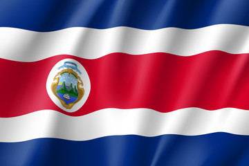 Rrepublic Costa Rica national flag. Patriotic symbol in official country colors. Illustration of South America state realistic flag. Vector icon