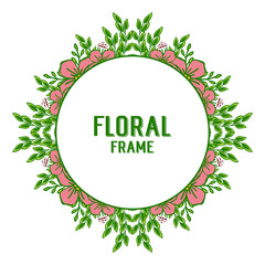 Vector illustration decorative crowd green leafy flower frame