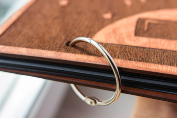 Metal rings caught. Metal rings binding. binding on the rings. ring book