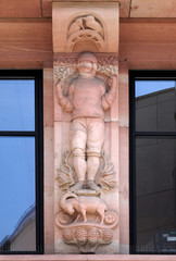 The astrological sign of Capricorn, relief on house facade in Aschaffenburg, Germany 