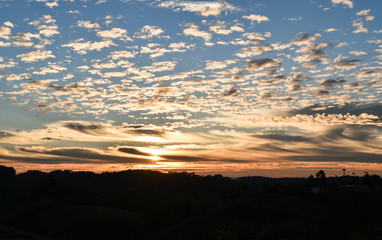 The sunrises in a morning, sunrise with clouds.