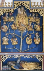 The Tree of Jesse, altar in chapel Amorsbrunn in Amorbach, Forest of Odes Bavaria, Germany 