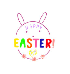 Happy easter lettering logo on seamlessbackground. Template for easter cards,invitations, badges, stickers, prints. JPG