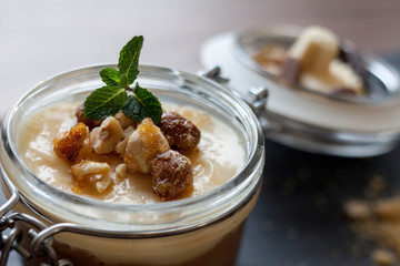 chocolate cream dessert of three types of chocolate