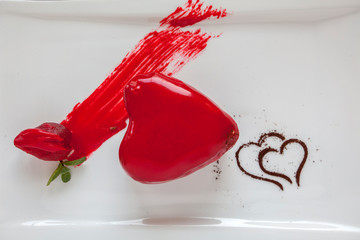 Valentine's day arrangement of hart shape coolkie on a plate