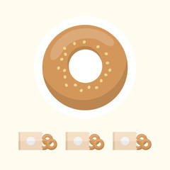 Bread vector flat illustration. Healthy bread in paper bag isolated on background. Traditional food sign symbol.