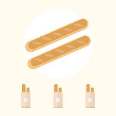 Bread vector flat illustration. Healthy bread in paper bag isolated on background. Traditional food sign symbol.