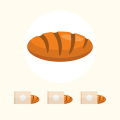Bread vector flat illustration. Healthy bread in paper bag isolated on background. Traditional food sign symbol.