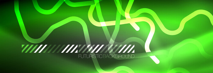 Glowing neon abstract lines, techno futuristic template
