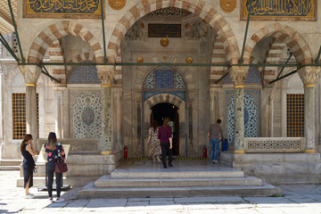 The entrance to the mosque Istanbul Turkey