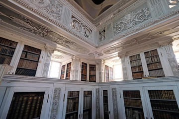 Library in Amorbach Benedictine abbey in the district of Miltenberg in Lower Franconia in Bavaria, Germany 