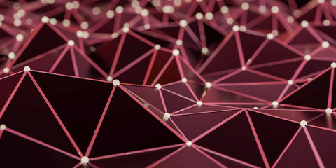 Abstract connection structure with connecting dots and lines - 3d rendering
