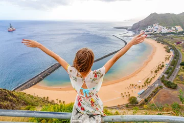 Printed roller blinds Canary Islands Traveler girl enjoying the beach in Tenerife