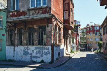 Old house on the street Istanbul Turkey