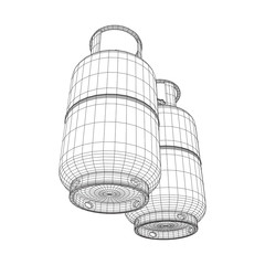 Flammable gas tank. Propane, butane, methane gas tank. Model wireframe low poly mesh vector illustration