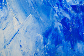 Artistic abstract oil white and blue painted background. Texture, background.