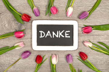Tulpen und Tafel: Danke!