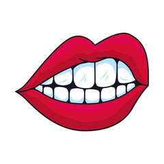 female mouth isolated icon