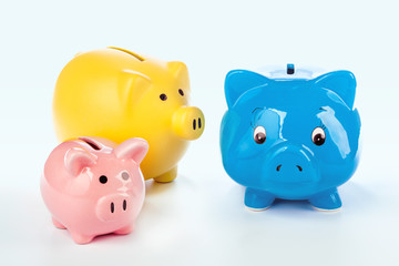 Group of colorful piggy banks