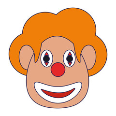 Clown face with make up blue lines