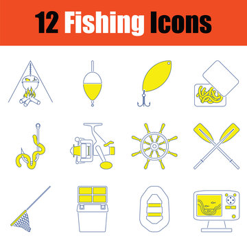 Fishing icon set