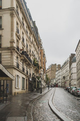Streets and buildings in Montmartre in Paris, France