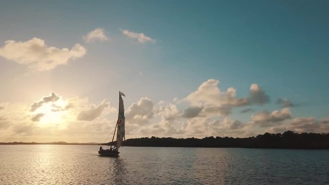 Dhow boat sailing in Lamu Kenya