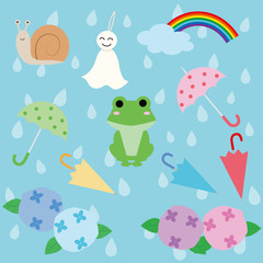 Fototapeta na wymiar illustration set of images of the rainy season.