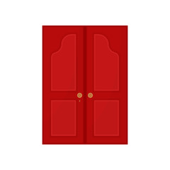 Red door on white background. Vector illustration.