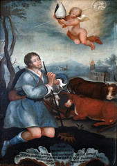 Saint Wendelin, altarpiece in the Church of Saint Bartholomew in Leutershausen, Germany 