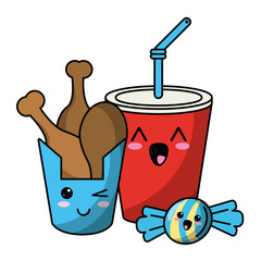 Fast food kawaii cartoon