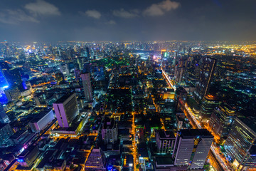 high view of city in night time