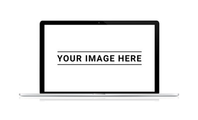 Isolated modern laptop with shadow front view 3d rendering