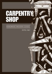 Carpentry shop handmade wooden goods woodwork tools
