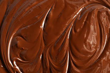 Texture of melted chocolate, closeup