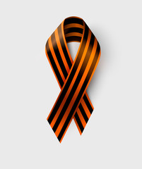 Black and gold Ribbon of St George on white background. Vector illustration