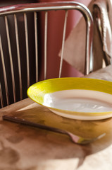 a plate and a fork on the table