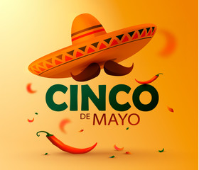 Beautiful vector illustration with design for Mexican holiday 5 may Cinco De Mayo. Vector template. Illustration