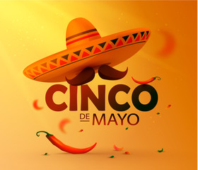 Beautiful vector illustration with design for Mexican holiday 5 may Cinco De Mayo. Vector template. Illustration