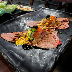 Beef sushi in Japanese restaurants