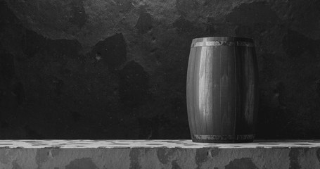 Naklejka na ściany i meble Barrel in the wine cellar 3d illustration