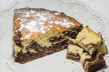 a cutted cake zebra