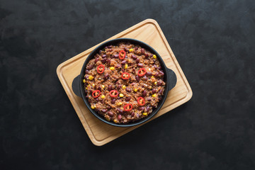Quinoa red bean chili. Mexican spicy dish. 