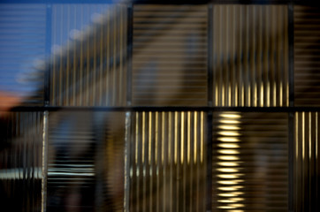 Light reflection of building in glass facade